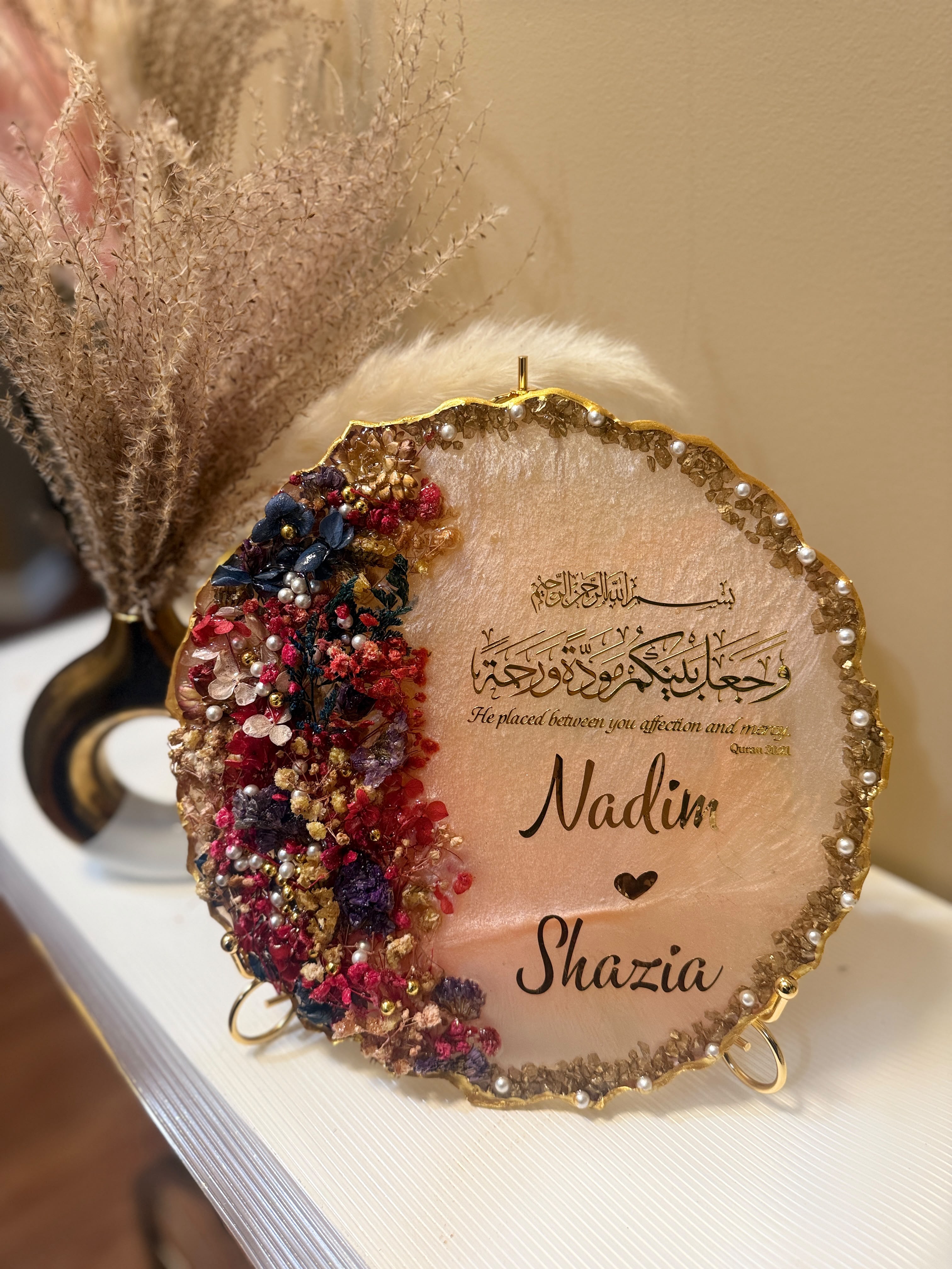 Personalized Luxury Floral Resin Name Plaque