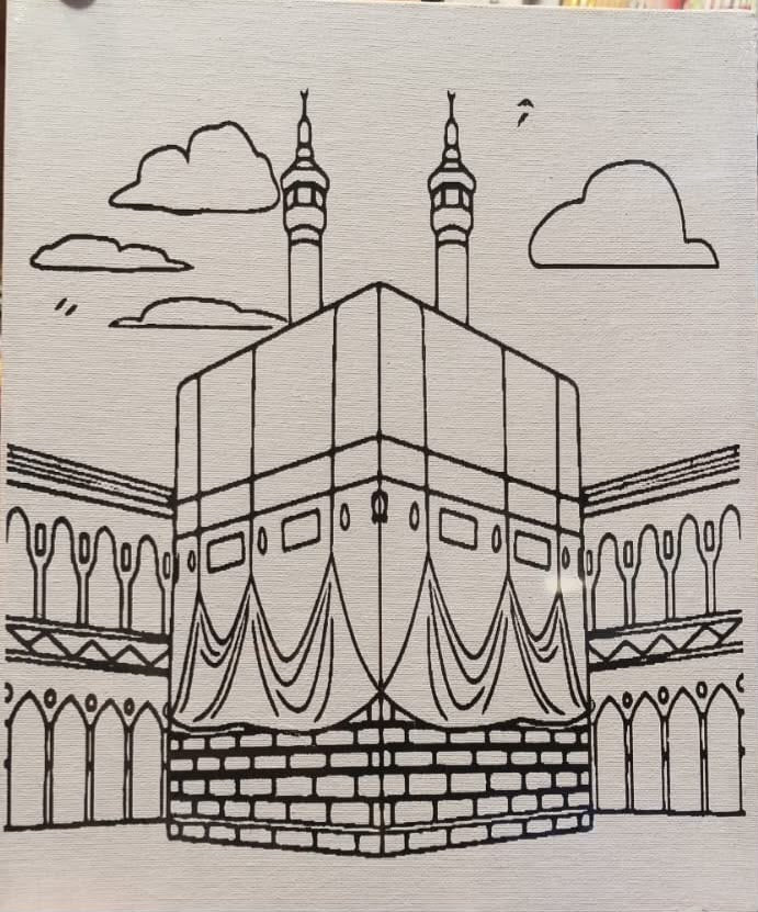 Hand-Painted Kaaba Canvas Art – Islamic Wall Painting