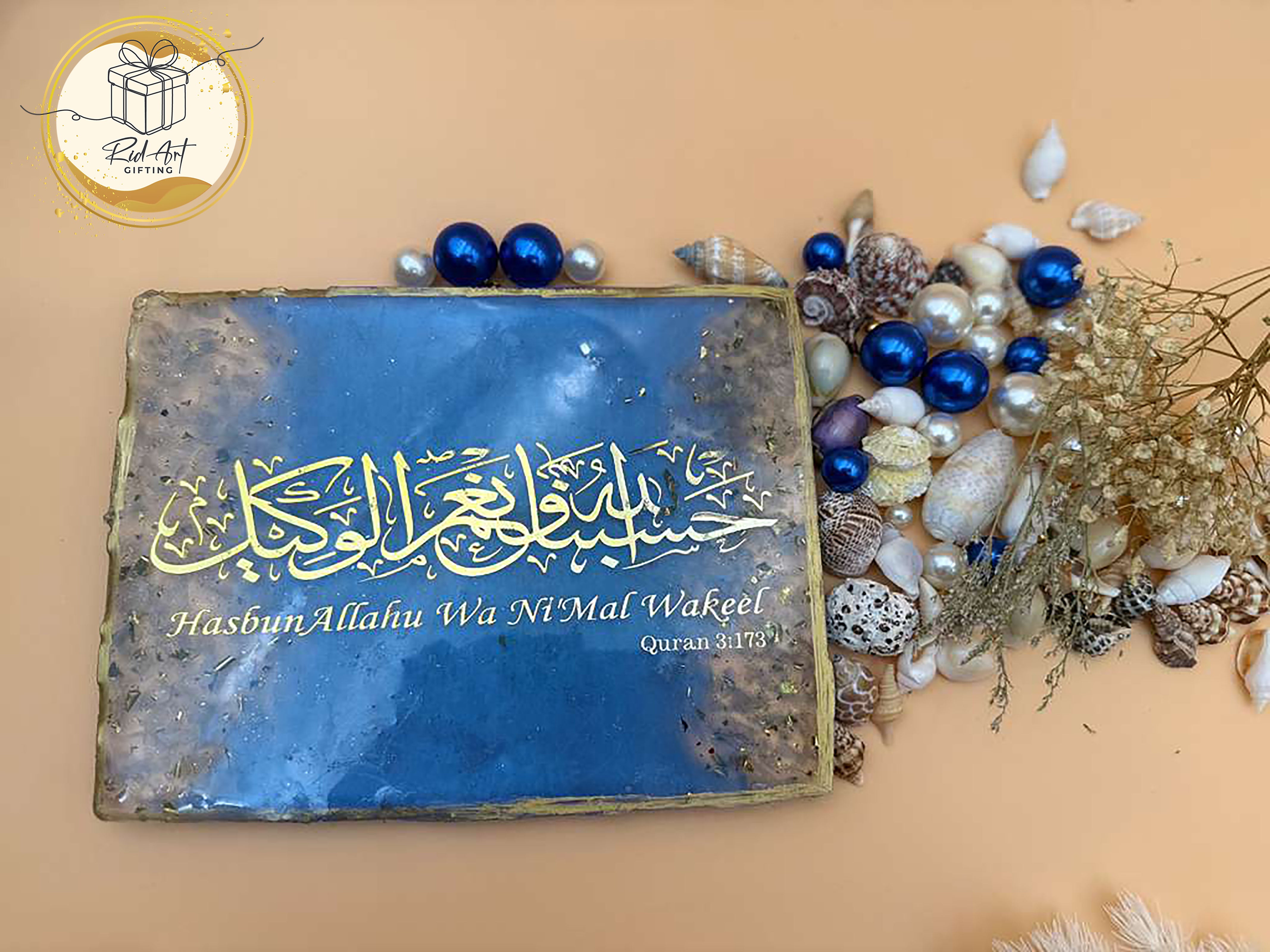 8-Inch Rectangular Resin Plaque - Handcrafted Décor