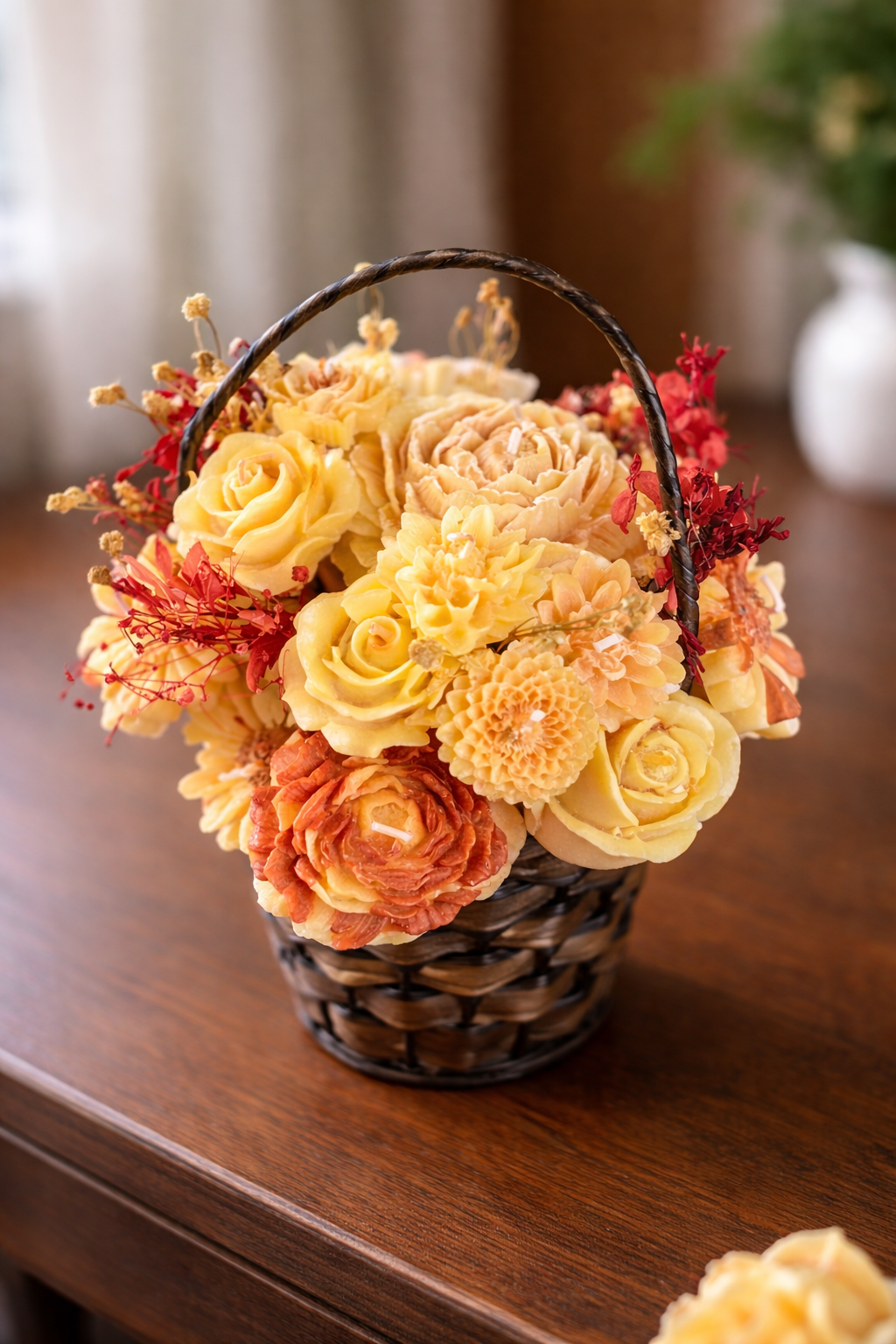 Handmade Scented Candle Bouquet Basket – Elegant Home Décor & Gift