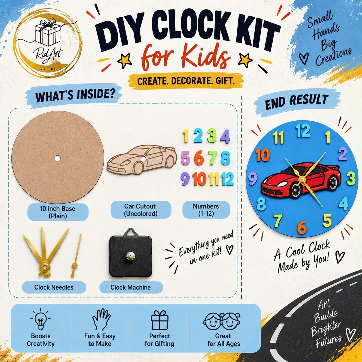 DIY Car Clock Kit for Kids – Creative Educational Craft Set
