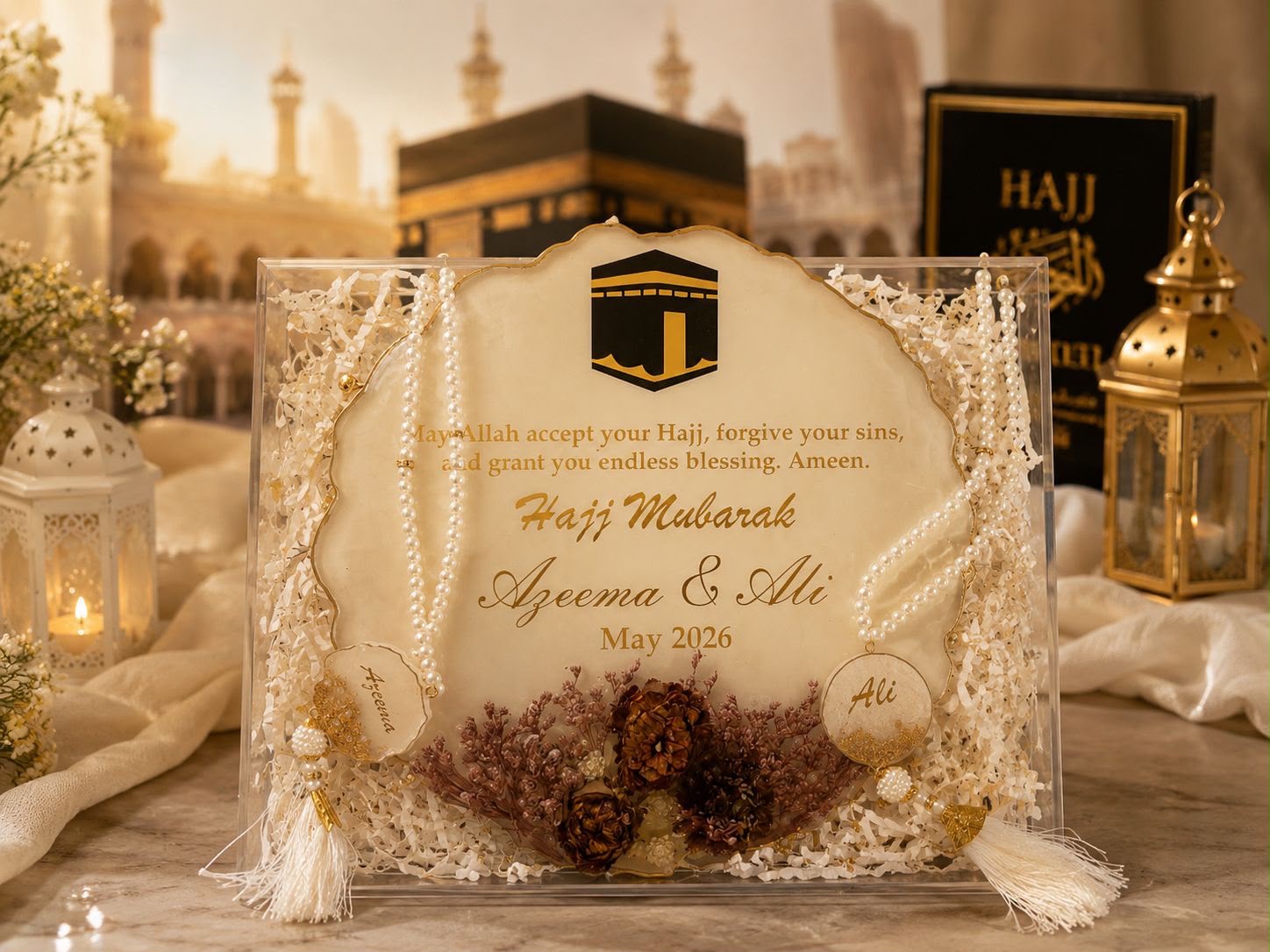 Personalized Hajj Mubarak Resin Plaque