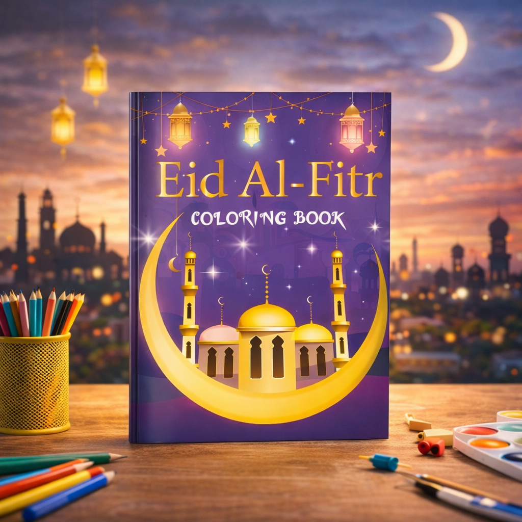 Ramadan Coloring Book with Crayons - Kids Activity Gift