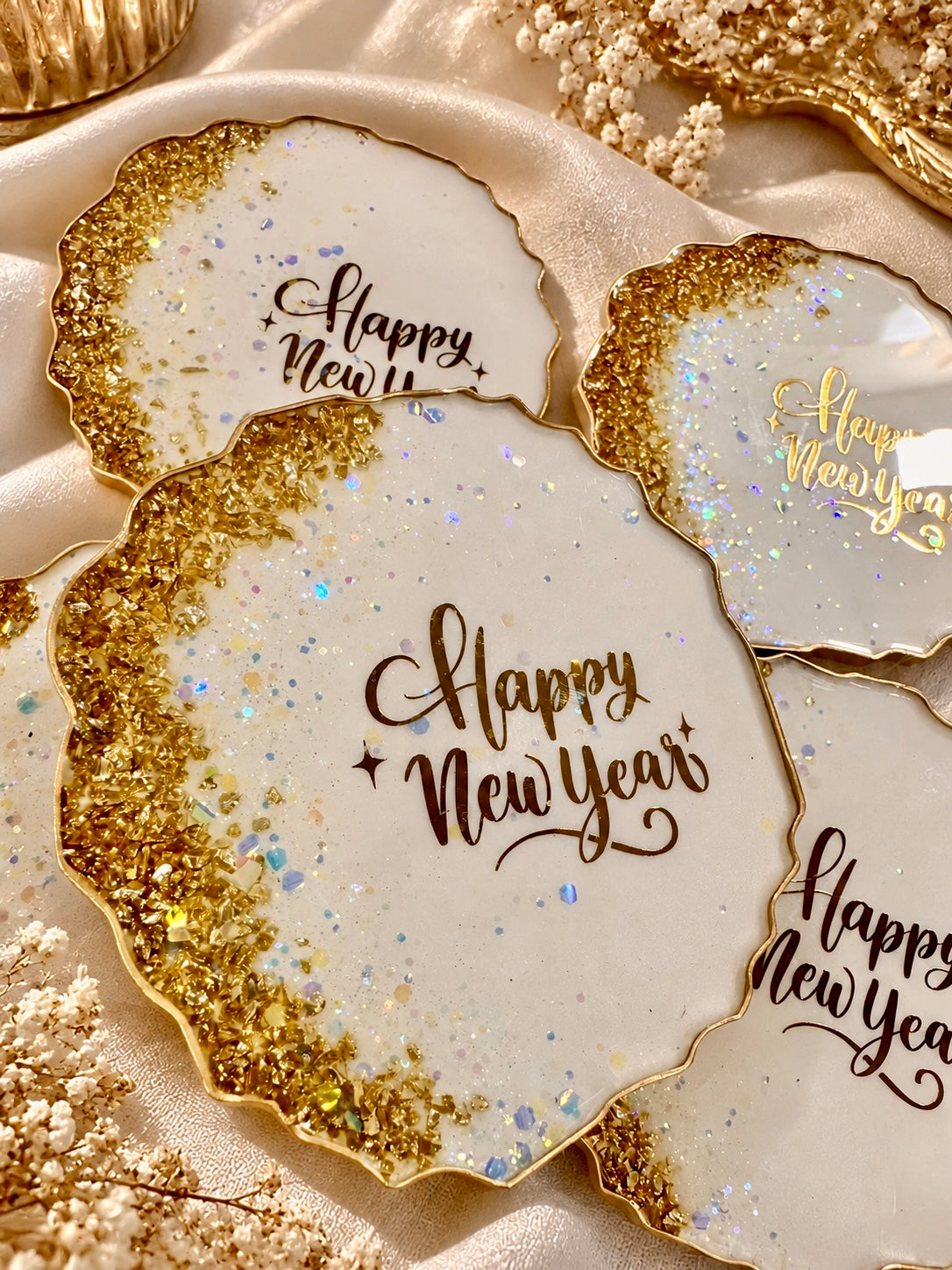 Handmade Festive Resin Coasters – Thanksgiving, Christmas & New Year Collection