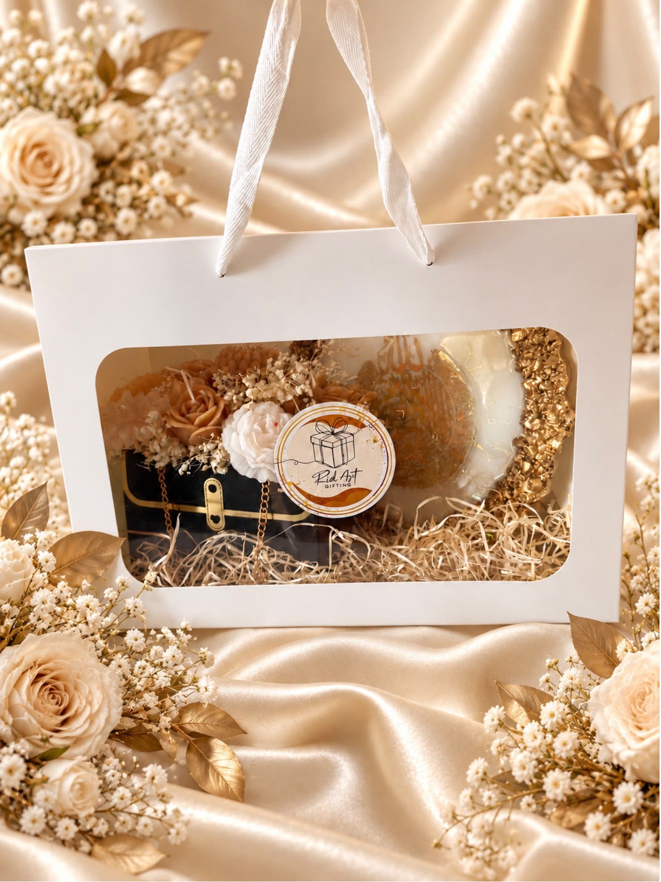 Luxury Ayatul Kursi Resin Plaque & Floral Gift Set