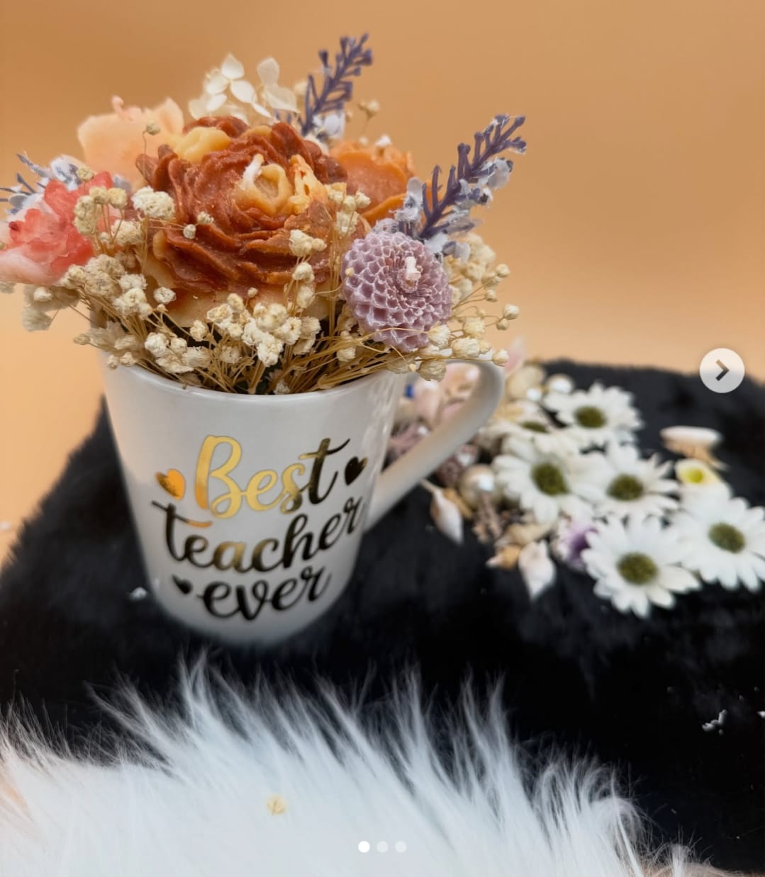 Best Teacher Ever Mug Gift Set with Rose & Daisy Candles