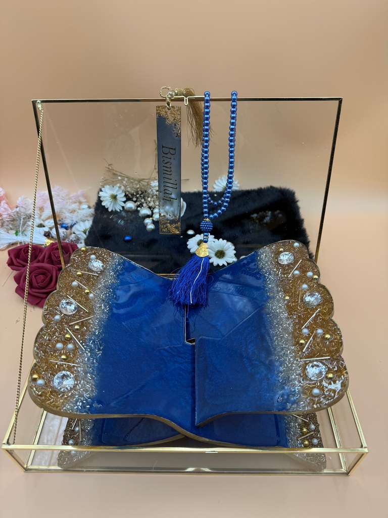 Resin Quran Stand with Bookmark Set + Tasbeeh  (11.7x8 riyal  + 7.7 bookmark )