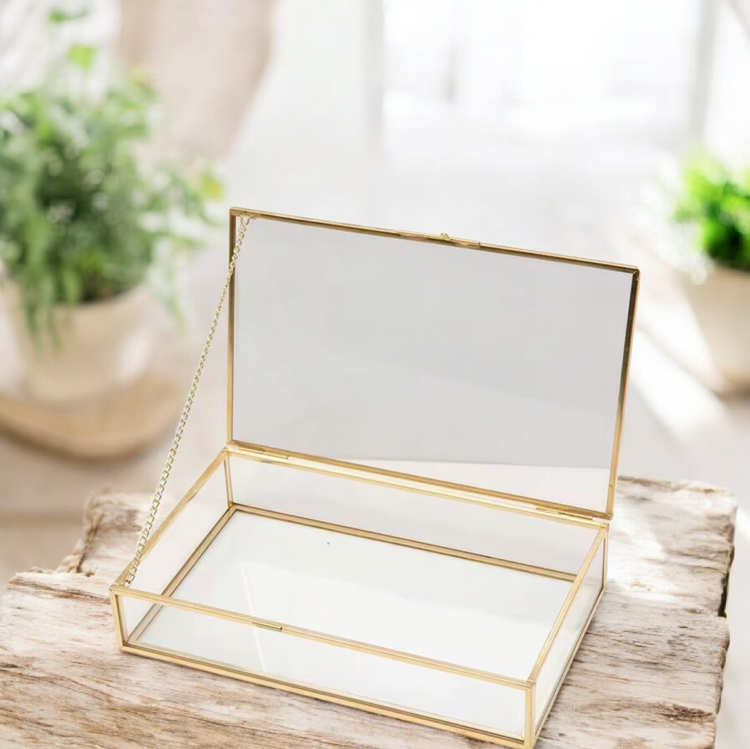 Brass Glass Jewelry Boxes