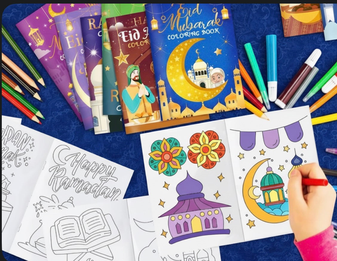 Ramadan Coloring Book with Crayons - Kids Activity Gift