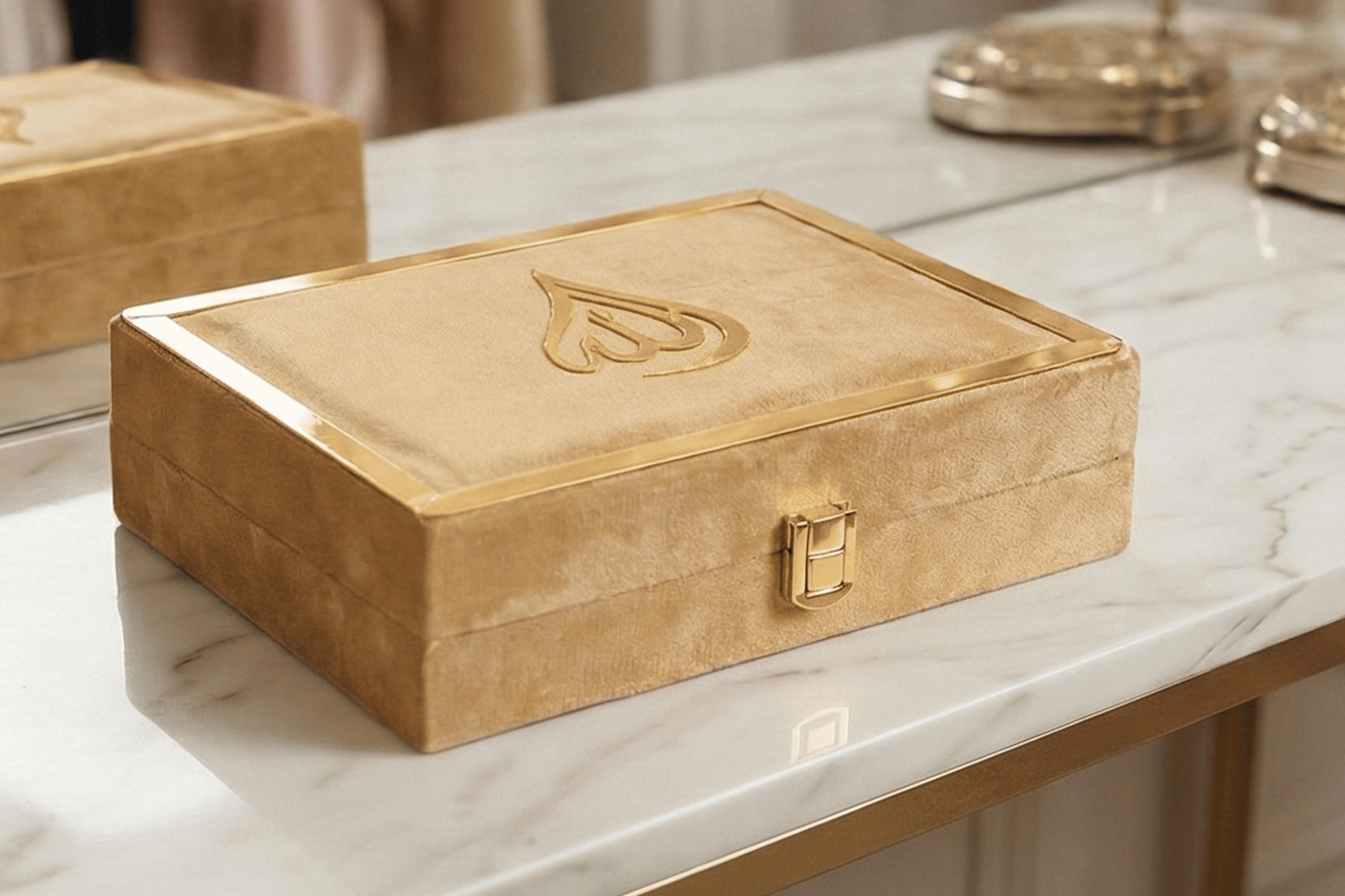 Velvet Quran Box with Stand & Tasbeeh