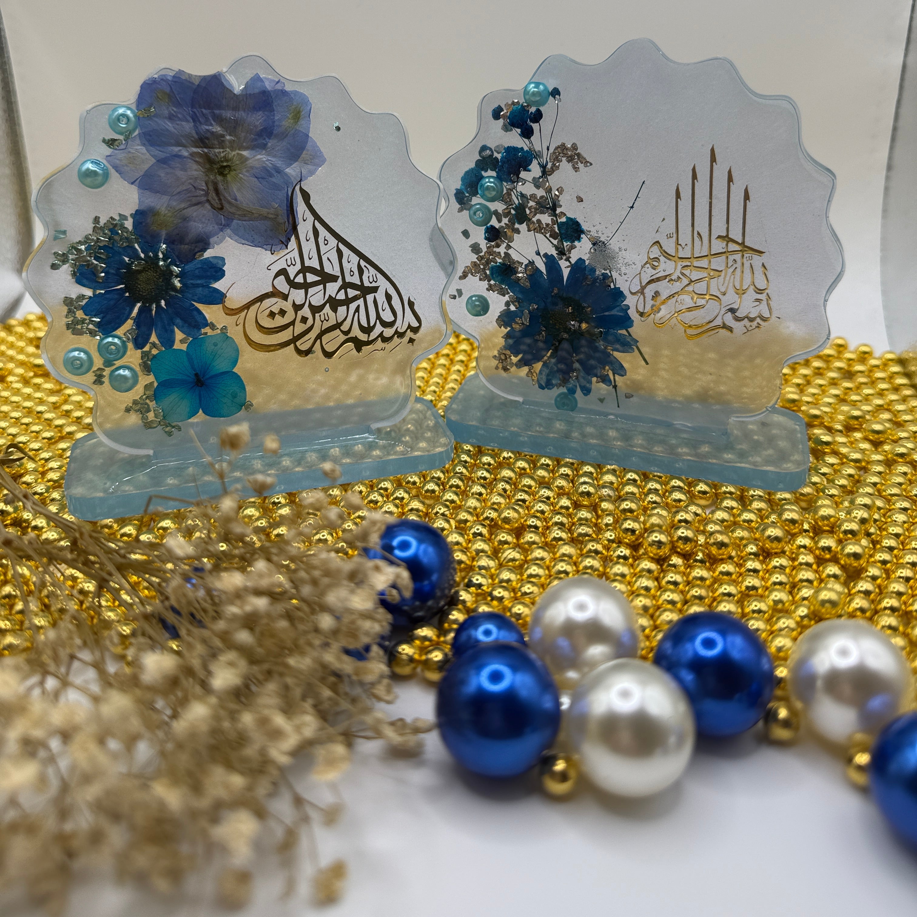 3-Inch Bismillah & Islamic Phrase Resin Plaques with Base