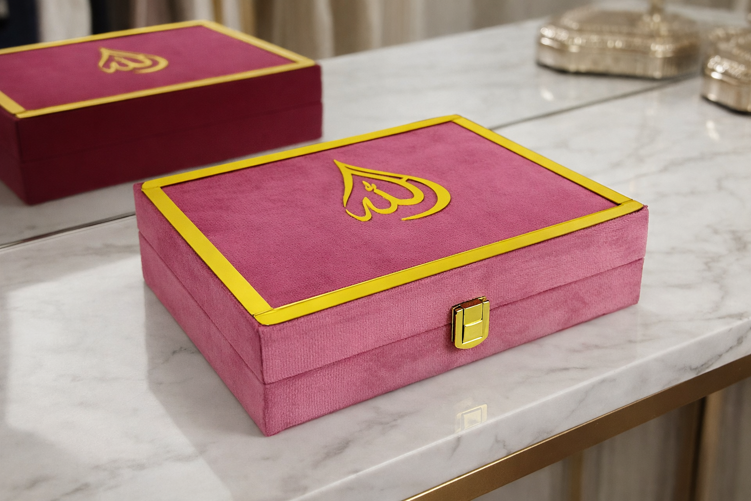 Velvet Quran Box with Stand & Tasbeeh