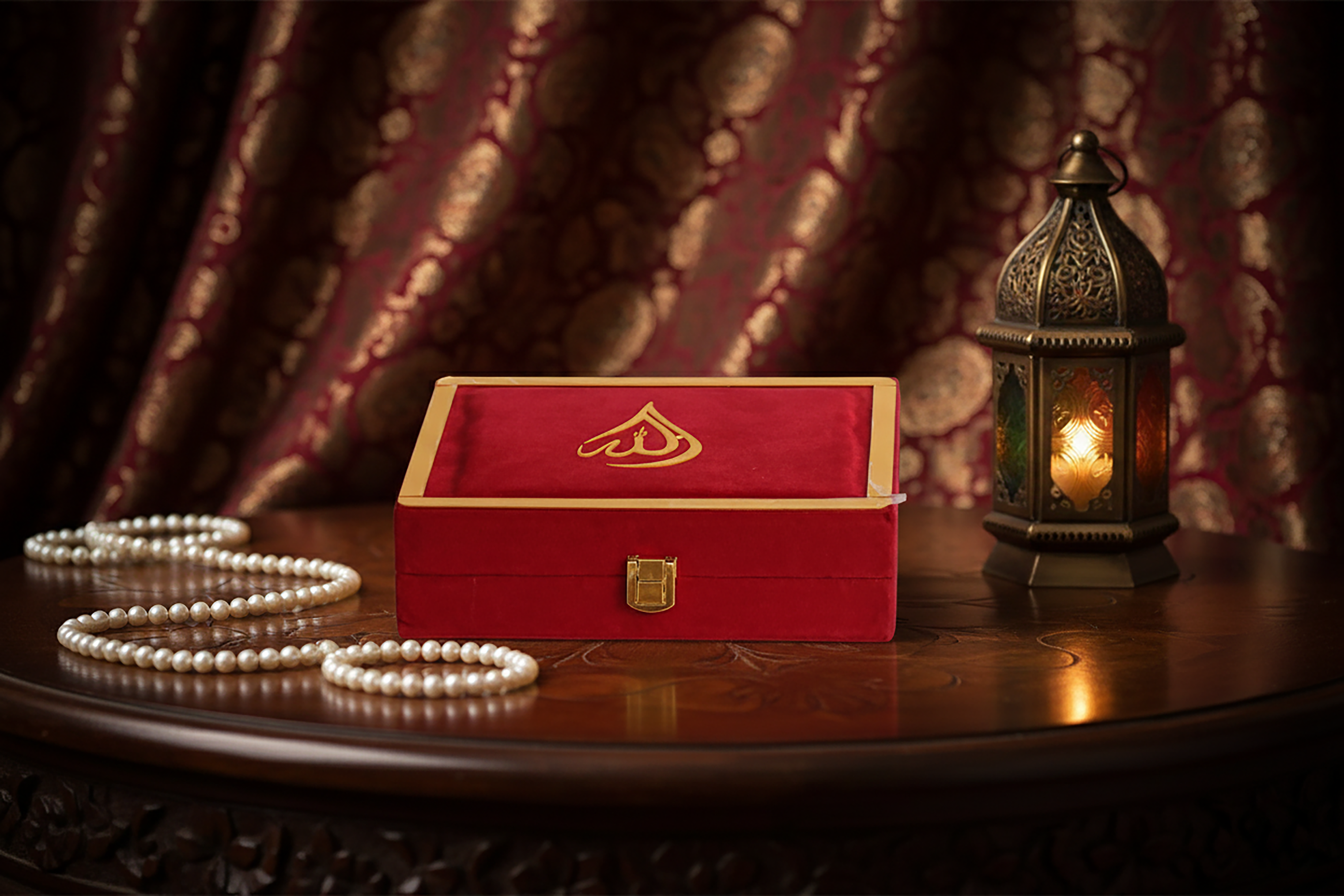 Velvet Quran Box with Stand & Tasbeeh